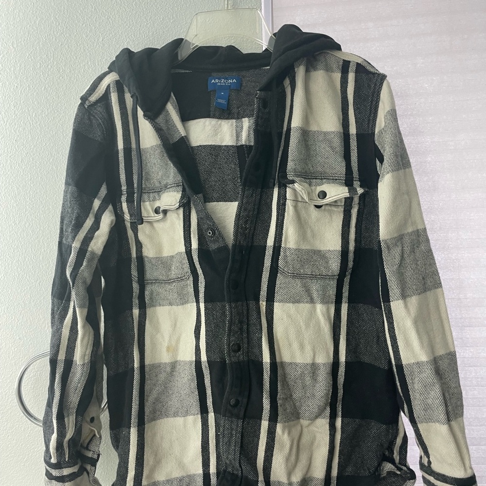 Arizona Jean Company Black and White Plaid Shirt Jacket